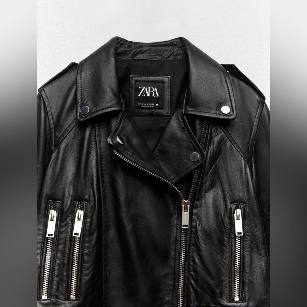 Zara 100% Leather Jacket NWT size XS - Picture 6 of 8